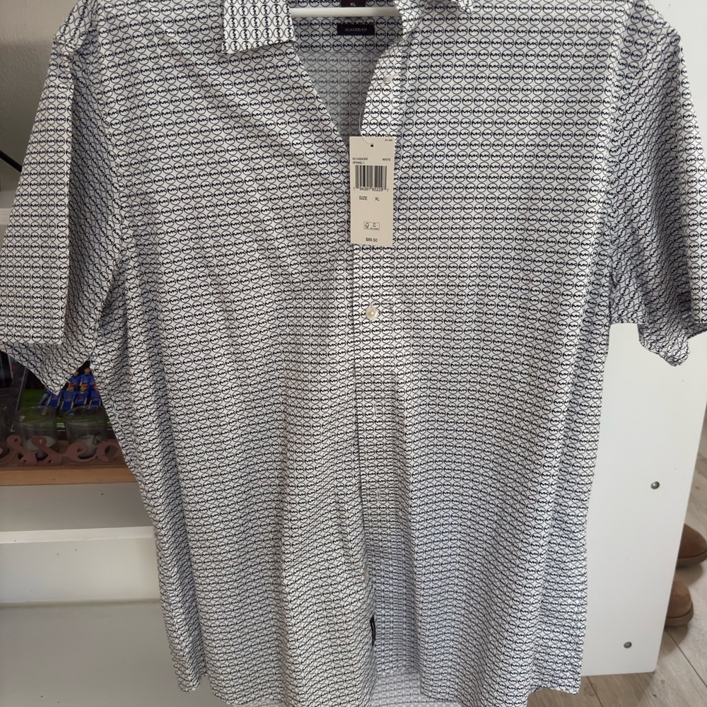 Michael Kors Black and White Casual Button Down Shirt